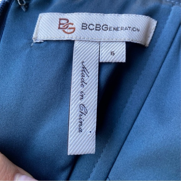 BCBG MAXAZRIA Dark Blue Grey Metallic Tulle Overlay One Shoulder Dress 6 - Picture 14 of 16